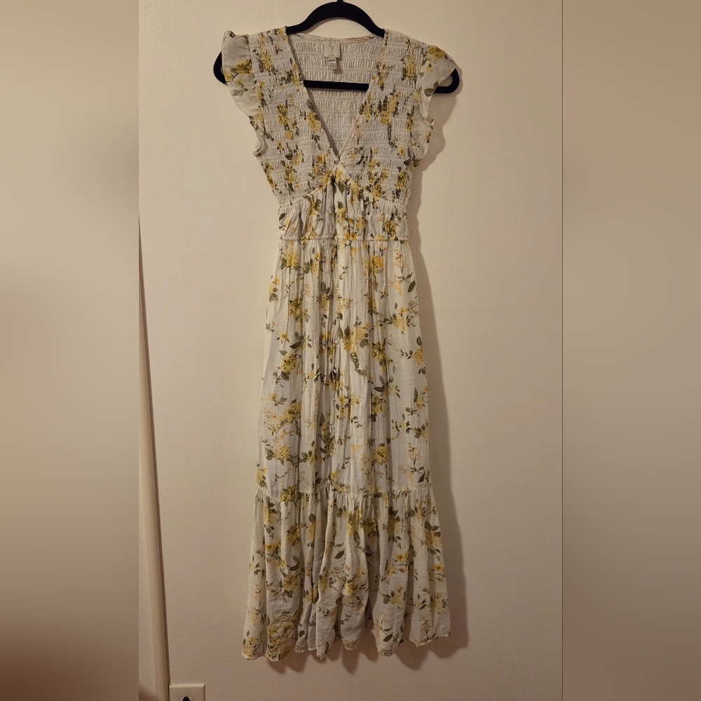 Joie Yellow and White Floral Maxi Dress